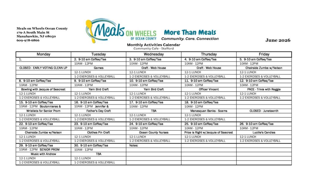 June Cafe Calenda